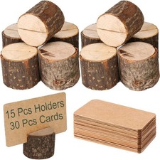 Wood Place Card Holders, 15Pcs Premium Rustic Table Number Holders and 30Pcs