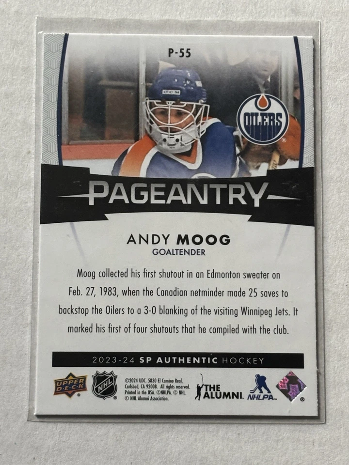 2023-24 SP Authentic Pageantry Andy Moog #P-55 Oilers - Image 2 of 2
