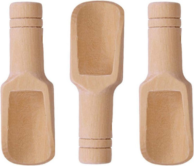 3 Stück Mini Holz Salzlöffel, Badschaufel, 0,9 x 3,1 Zoll, Süßigkeitenlöffel, Natur