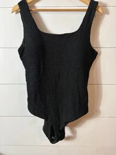 ANRABESS Womens  Swimsuit Black Summer Sq Neck -Full Coverage Ribbed Size XXL