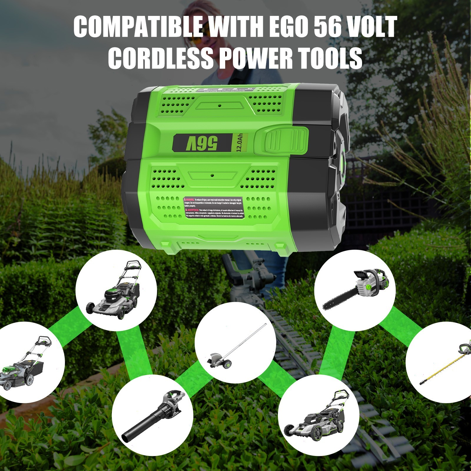 12 Ah Battery For EGO 56V 56Volt BA1400 POWER+ Lithium Ion BA2240 BA2800T BA5600