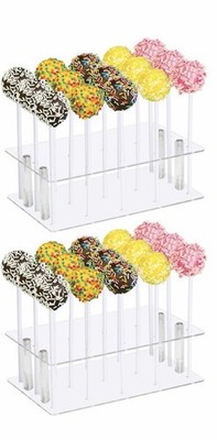 Acrylic Cake Pop Stand Kit 2 Pack With 100 Desert Bags And Twist Ties