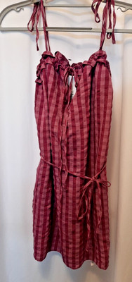 topshop US 0-2 nwt straps ties purple check Pockets Dress msp $59.99