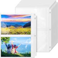 50 Pack 5x7 Photo Sleeves for 3 Ring Binder Clear 2 Pocket Album Pages