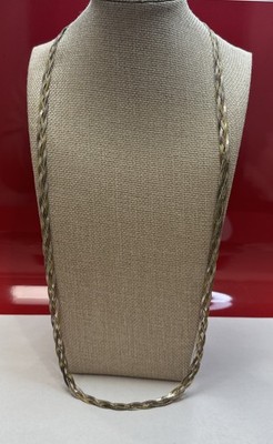 925 Sterling Silver Flat 4 Strand Gold,Rose&Silver Herringbone Necklace