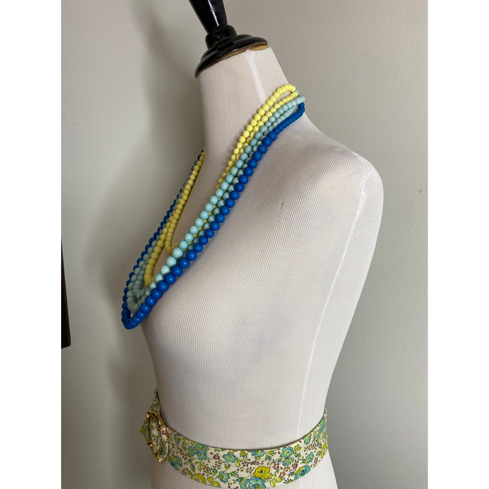 Multi-Strand Matte Bead Statement Necklace - Blue… - image 2