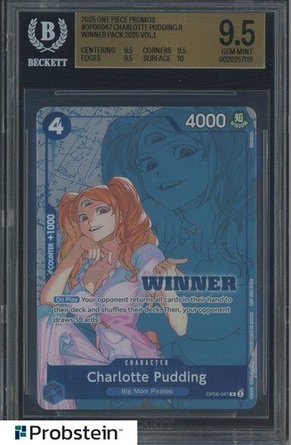 2025 One Piece Promos #OP06047 Charlotte Pudding Winner Pack 2025 V1 BGS 9.5