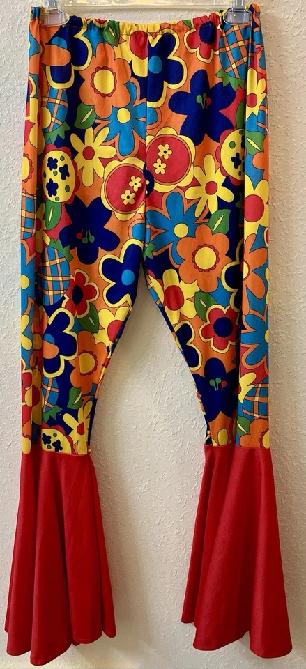 Womens Sz M Flower Power Hippie 60's 70's Halloween Costume Pants RUBIES - Image 2 of 3