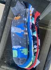 Cat And Jack Alien Space Theme Ankle Socks Youth Sz 3-10 Boy Girl Unisex 7 Count