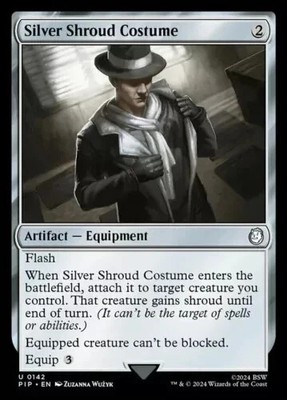 Silver Shroud Costume - 142 - NM - Universes Beyond: Fallout - MTG pack fresh