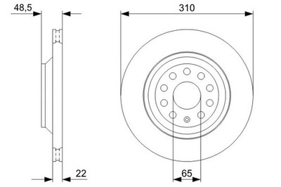 2X 0 986 479 303 Bosch Brake Disc for Audi, Cupra, Seat, Skoda, VW
