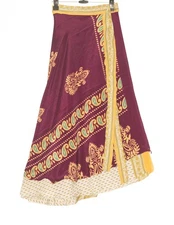 Sushila Vintage Silk Saree Double Layer Magic Wrap Reversible Skirt Beach Dress