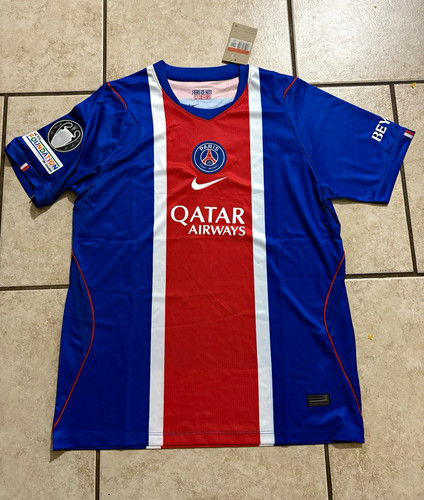 Nike Paris Saint-Germain PSG Soccer Jersey - Blue/Red/White, Qatar Airways