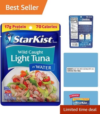 Chunk Light Tuna in Water, 2.6 oz - Quick Protein Snack, Kosher & Easy to Store