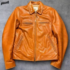 Taylor Stitch x Golden Bear Moto Jacket Whiskey XS Steerhide Leather Jacket USA