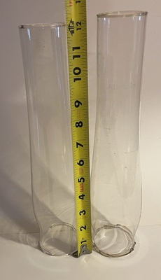 #ad Lot 2 Vintage Aladdin Pyrex Lox On Clear Oil Lamp Chimneys 2 5 8 x12” Twist Lock $79.00