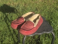 UGG Ansley Bling Sangria Red Suede Moccasin Slippers Crystal Women