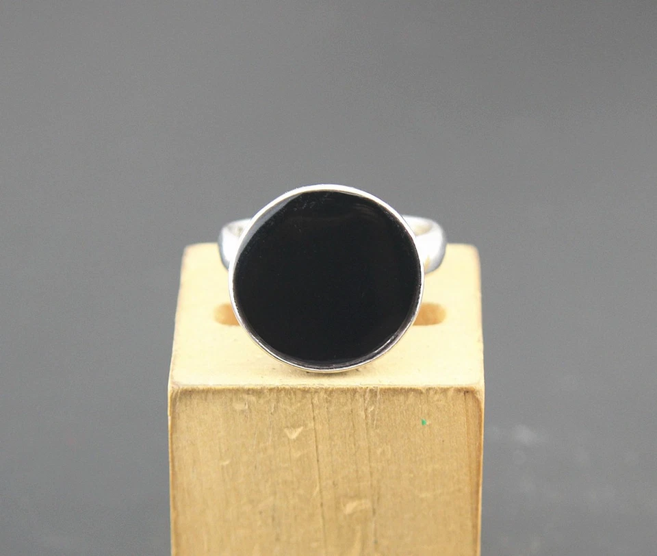 Lote al por mayor de 32 piezas de anillos redondos de esmalte negro vintage de joyería para mujeres y hombres Foto 4 de 4