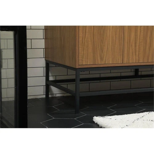 Elegant Decor Eugene 60" Aluminum Alloy Iron Double Bathroom Vanity in Walnut - Picture 5 of 8