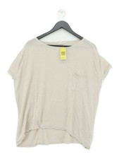 COS Women's Top S Cream 100% Linen Short Sleeve Round Neck Basic