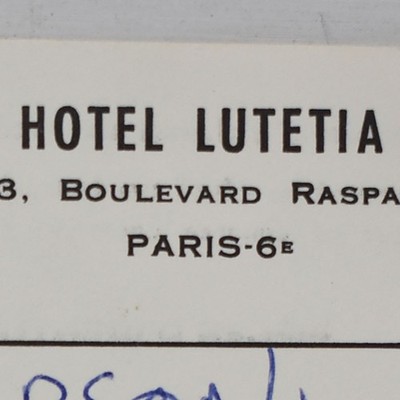 1971 Hotel Lutetia Traveler Information Sheet 43 Boulevard Raspail Paris France