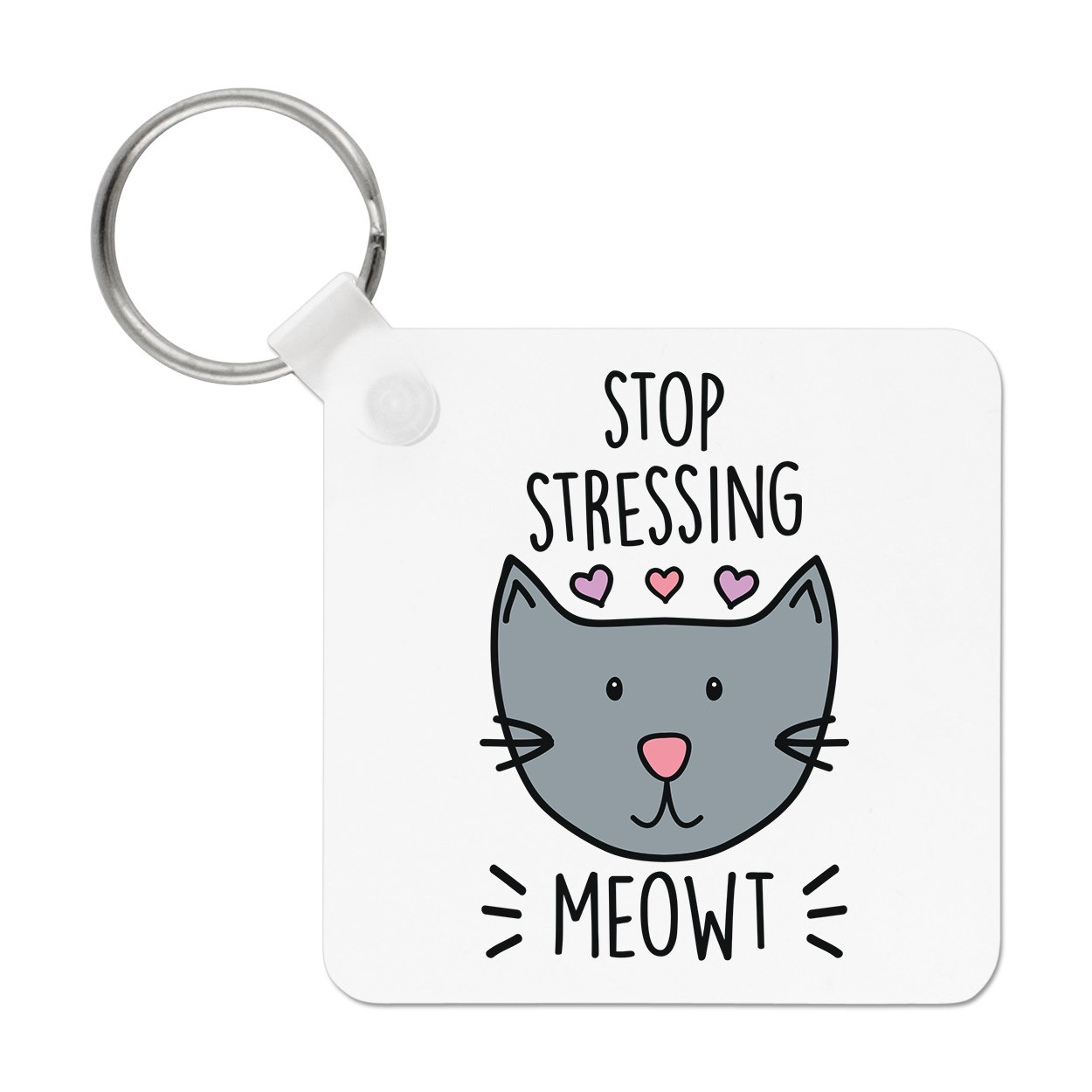 Stop Stressing Meowt Cat Keyring Key Chain Funny Joke Cat Crazy Cat Lady