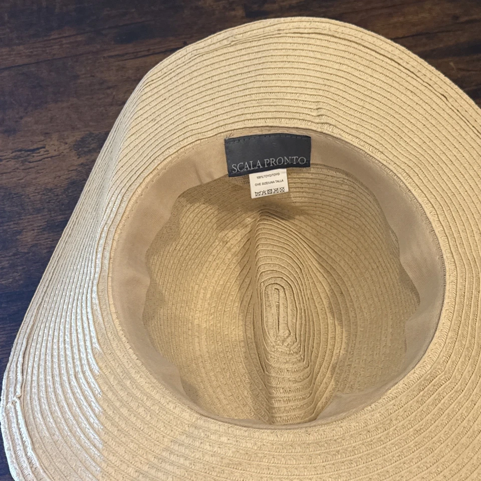 Sombrero de paja artesanal SCALA Pronto - bronceado, borde de cinta, talla única, sombrero para el sol Foto 4 de 4