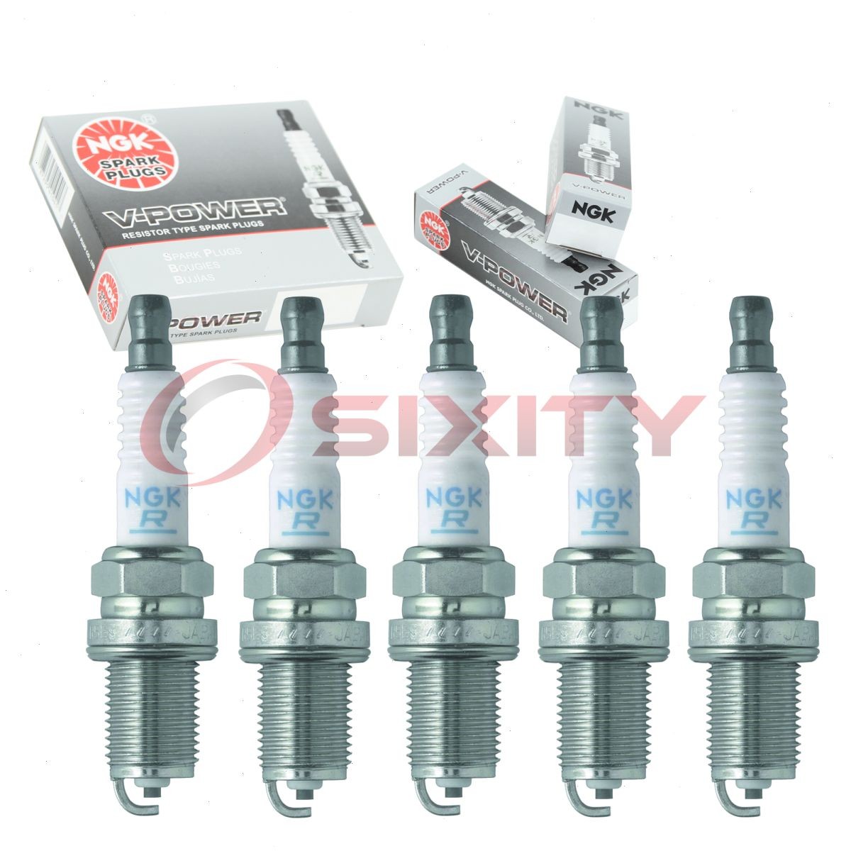 5 pcs NGK V-Power Spark Plugs for 1993-1997 Volvo 850 2.3L 2.4L  2.3L 2.4L eu