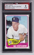 Mel Stottlemyre 1965 Topps Baseball Card 550 Grade KSA 4