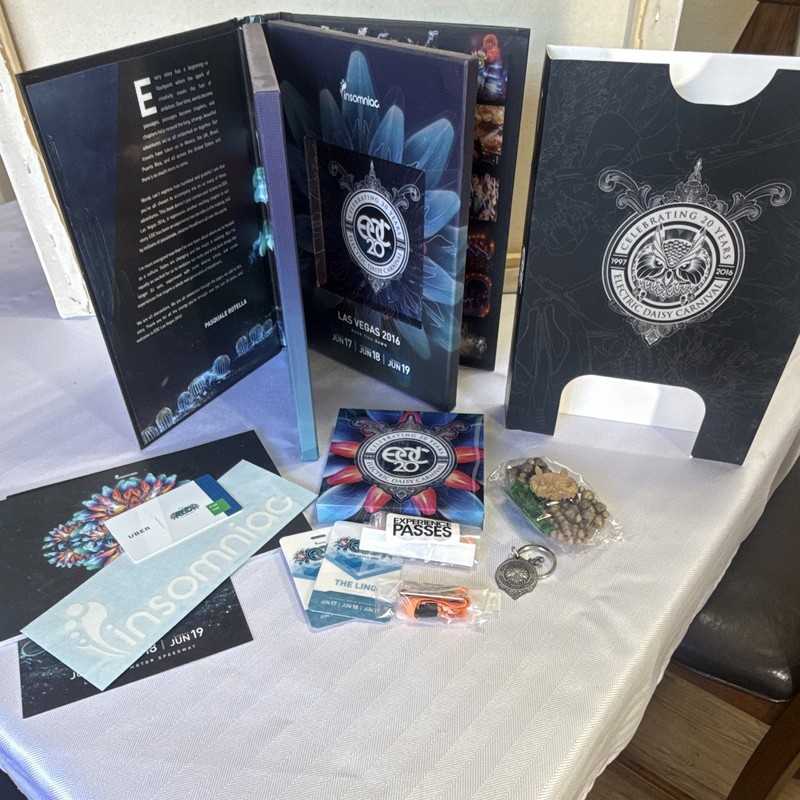 EDC 20th Anniversary Las Vegas 2016 Collector Box Set w/ Passes Lanyard. NEW
