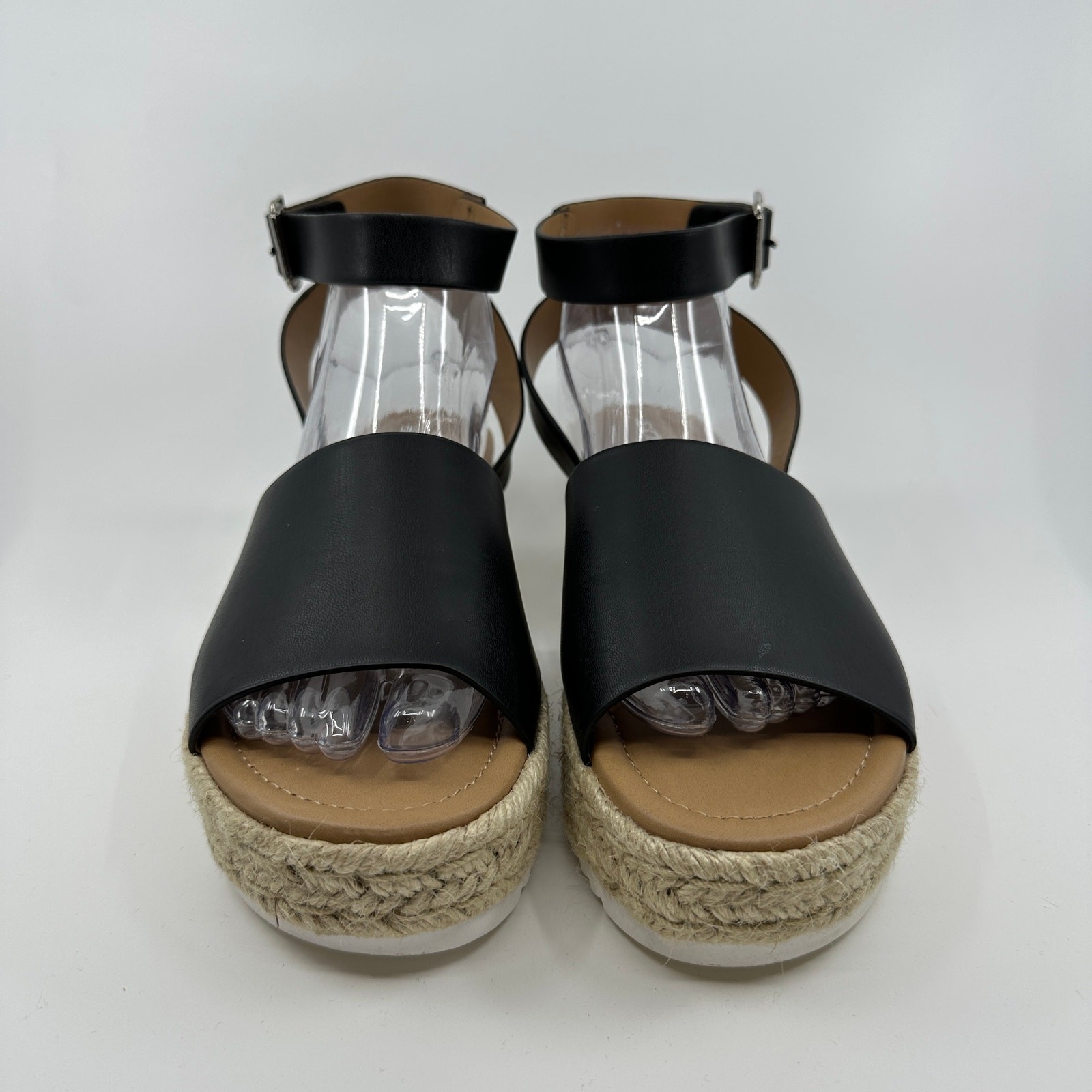 APL Sandali Soda donna 10 neri espadrillas fibbia cinturino alla caviglia punta aperta zeppa casual