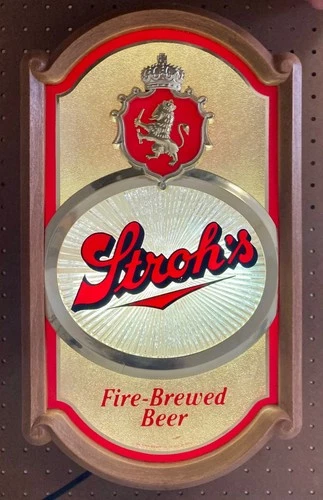 New Vintage 1986 Stroh's Strohs Fire Brewed Beer Electric Lighted Sign 18.5 x 11