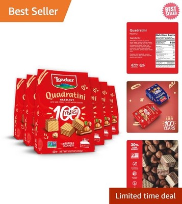 Quadratini Hazelnut Wafer Cookies LARGE - 30% Less Sugar -  Crispy Bite Size ...