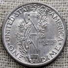 1942 D Mercury Dime UNC BU MS : Full Split Bands FB FSB - .9 Fine Silver Coin