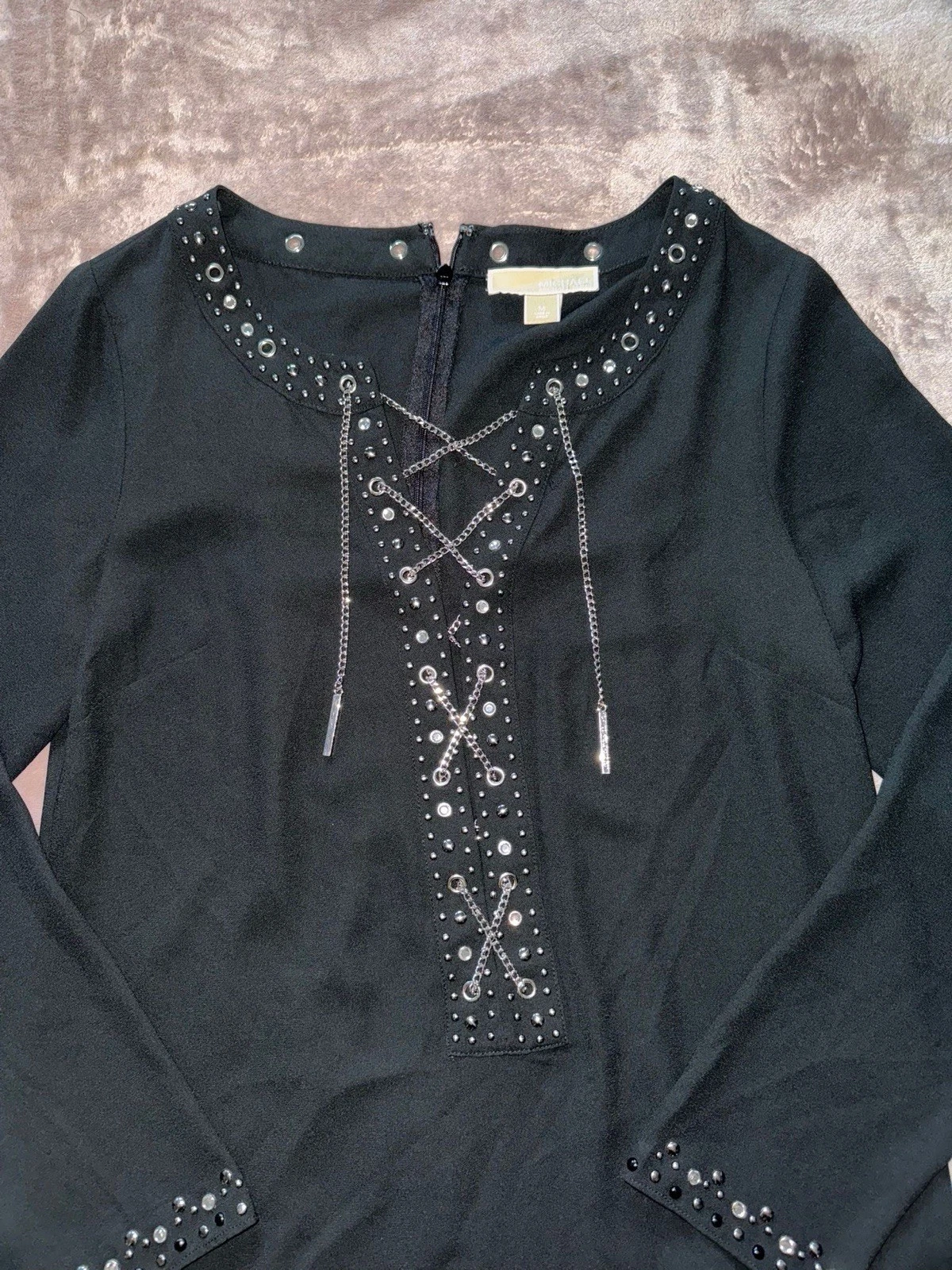 Maglione donna Michael Kors abito nero con catena taglia M