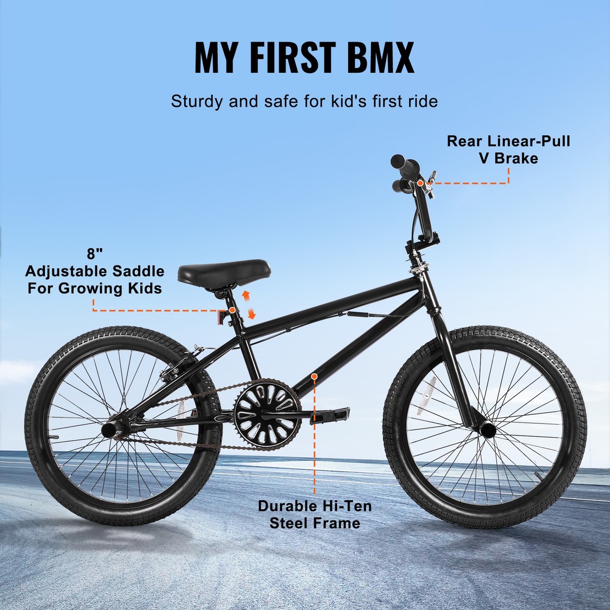 BMXフレーム ブラック 20インチ 20-Inch BMX Bike Freestyle Bike Men Kids BMX Bicycle Hi-Ten Steel