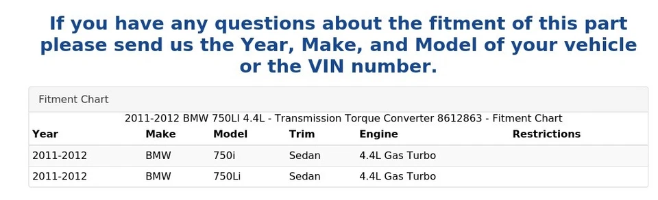 BMW 750LI 2011-2012 4,4 L - Convertidor de par de transmisión 8612863 Foto 4 de 4