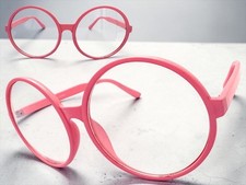 OVERSIZED EXAGGERATED Retro Clear Lens EYE GLASSES Huge XL Big Round Pink Frame