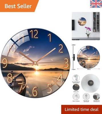 Elegante 12 Zoll nicht tickende Wanduhr - Zeitloses Sonnenuntergangsblau für Wohnkultur