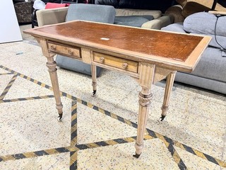 VINTAGE FRENCH VICTORIAN WRITING DESK WITH 2 DRAWERS & CASTERS CS BD5