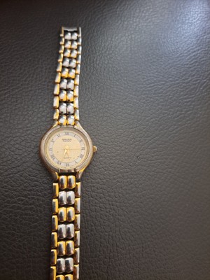 Gruen Watch Women Silver Gold Two Tone Round 