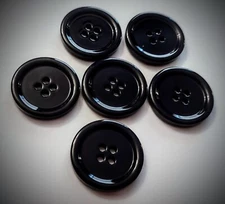1 1/8" 4-Hole Huge Heavy Duty Black Craft/Clothing Buttons