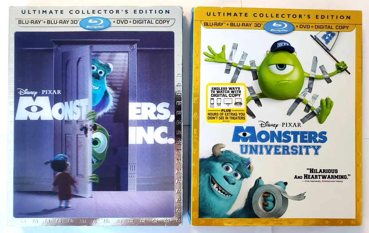 MONSTERS INC + MONSTERS UNIVERSITY 2 Blu-ray+ 2 DVD + BOTH W/ OOP SLIPCOVERS