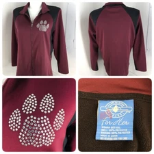 Charles River Womens Sz XXL Rhinestone USC Paw Performance Jacket Maroon Black