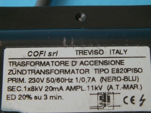 COFI srl. E820PISO Prim. 230V 50/60Hz 1/0,7A Sek. 1x8kV 20mA Transformer - Picture 2 of 3