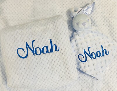 Schönes personalisiertes besticktes Baby Konvolut Decke und Bettdecke Set  