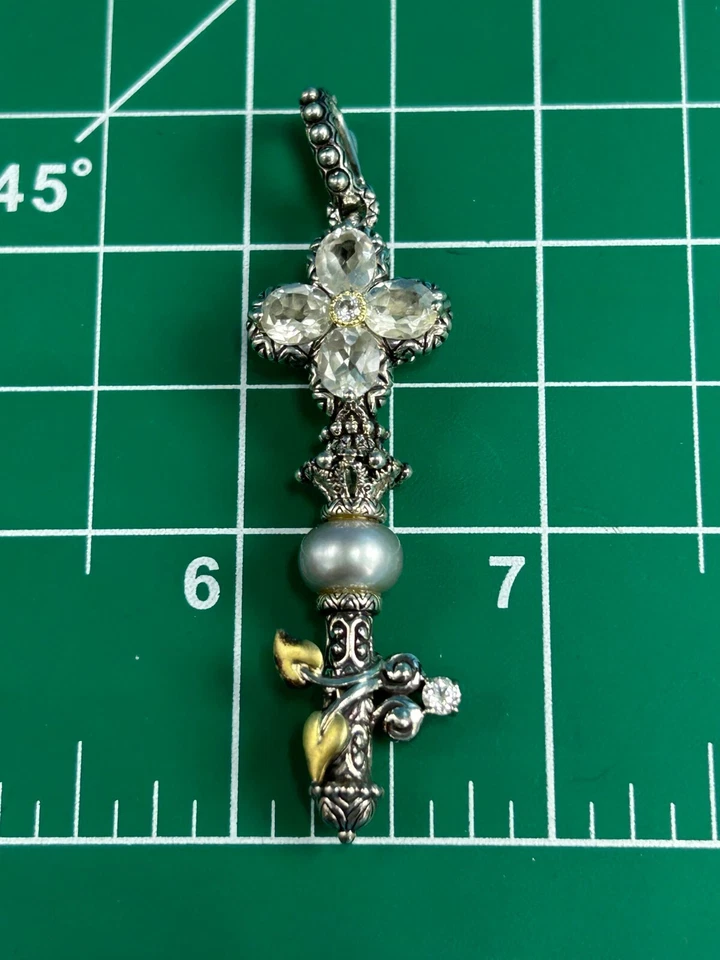 Barbara Bixby Plata de Ley 925 18k Topacio Blanco Gris Perla Potenciador Llave Foto 2 de 4