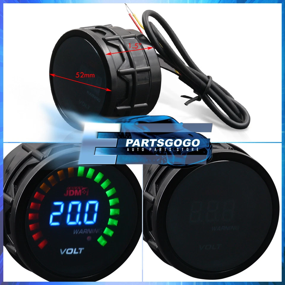 For 240SX 300ZX 350Z 2" 52MM JDM Voltage Volt Blue Digital LED Auto Gauge Meter Foto 2 de 4