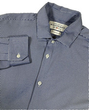 MIZZEN MAIN Spinnaker Men XL Trim Fit Blue Gingham Check Long Sleeve Point Shirt
