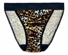 Rio Satin Panty Wide Waistband Leopard Print M